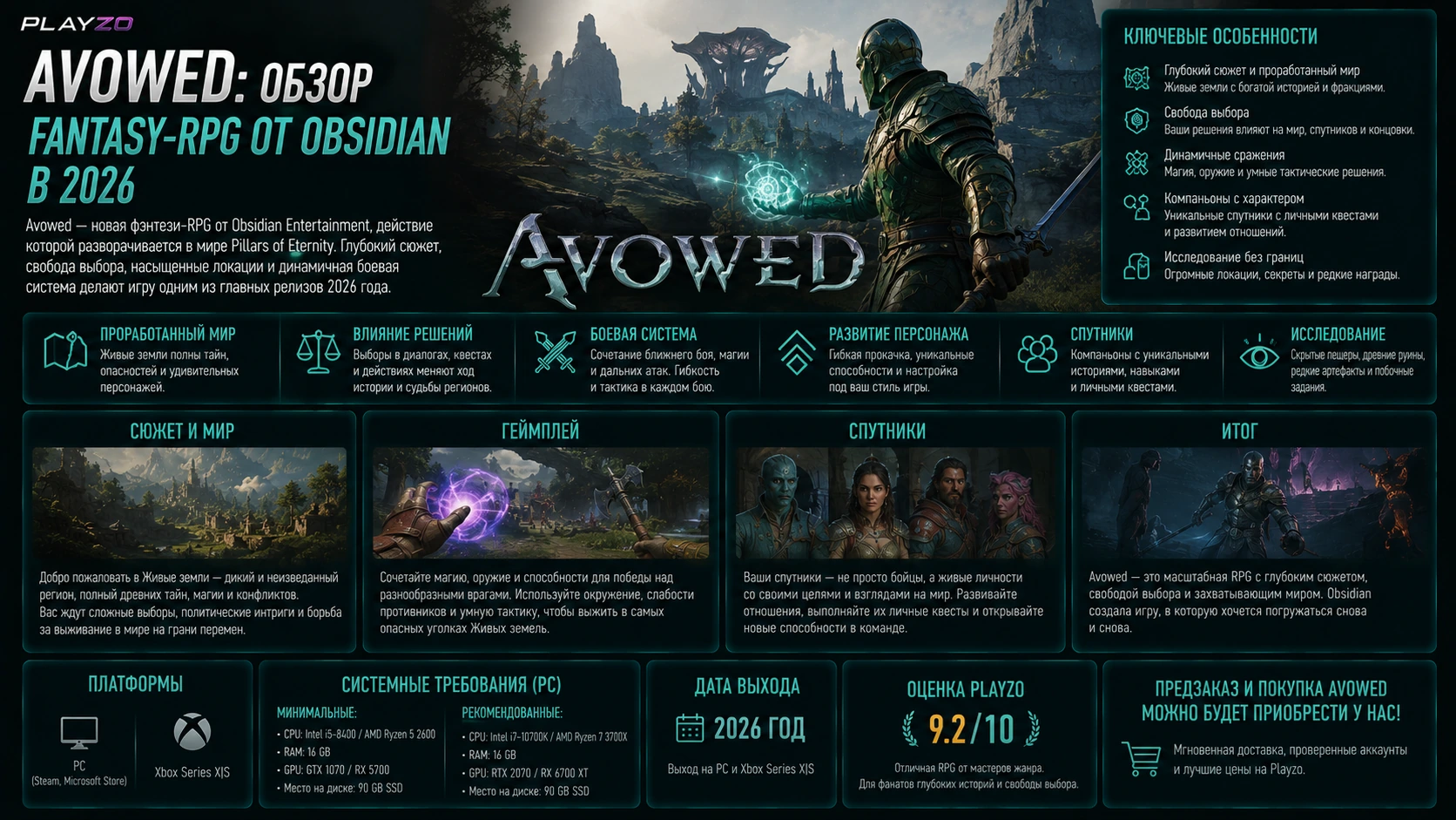 Avowed: обзор fantasy-RPG от Obsidian в 2026 · Playzo